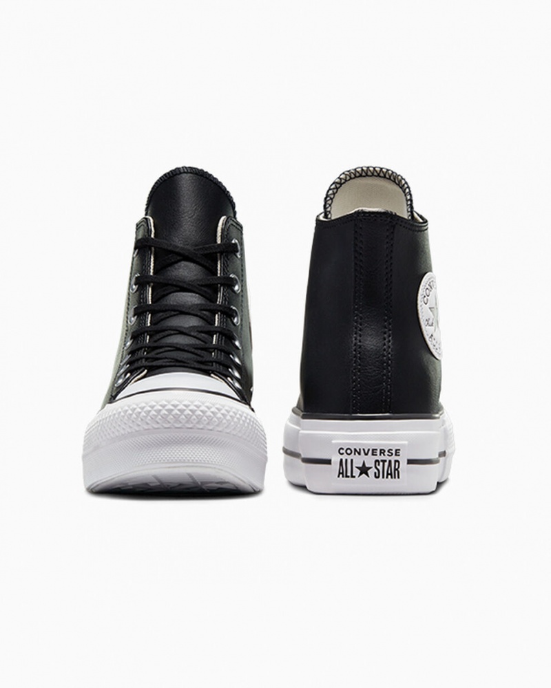 Converse Chuck Taylor All Star Lift Plateforme Cuir Noir Noir Blanche | KP9314802