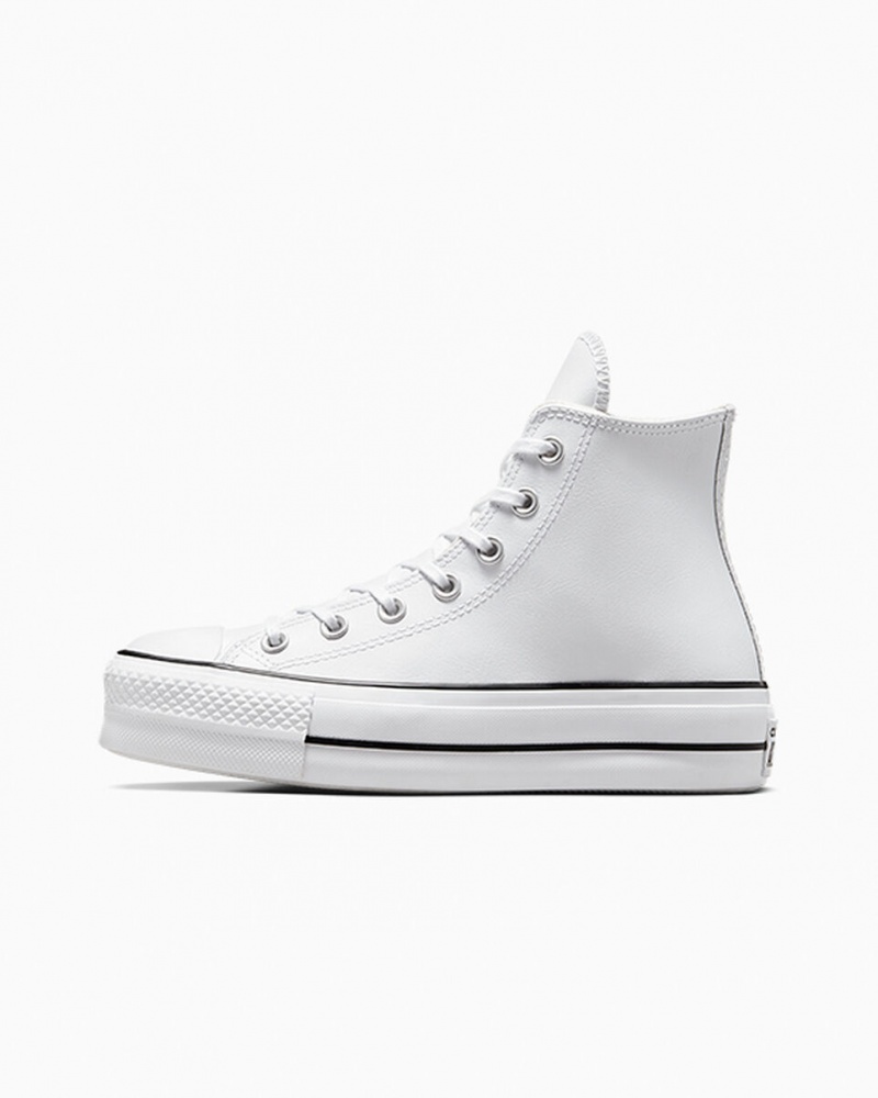 Converse Chuck Taylor All Star Lift Plateforme Cuir Blanche Noir Blanche | HC4815769