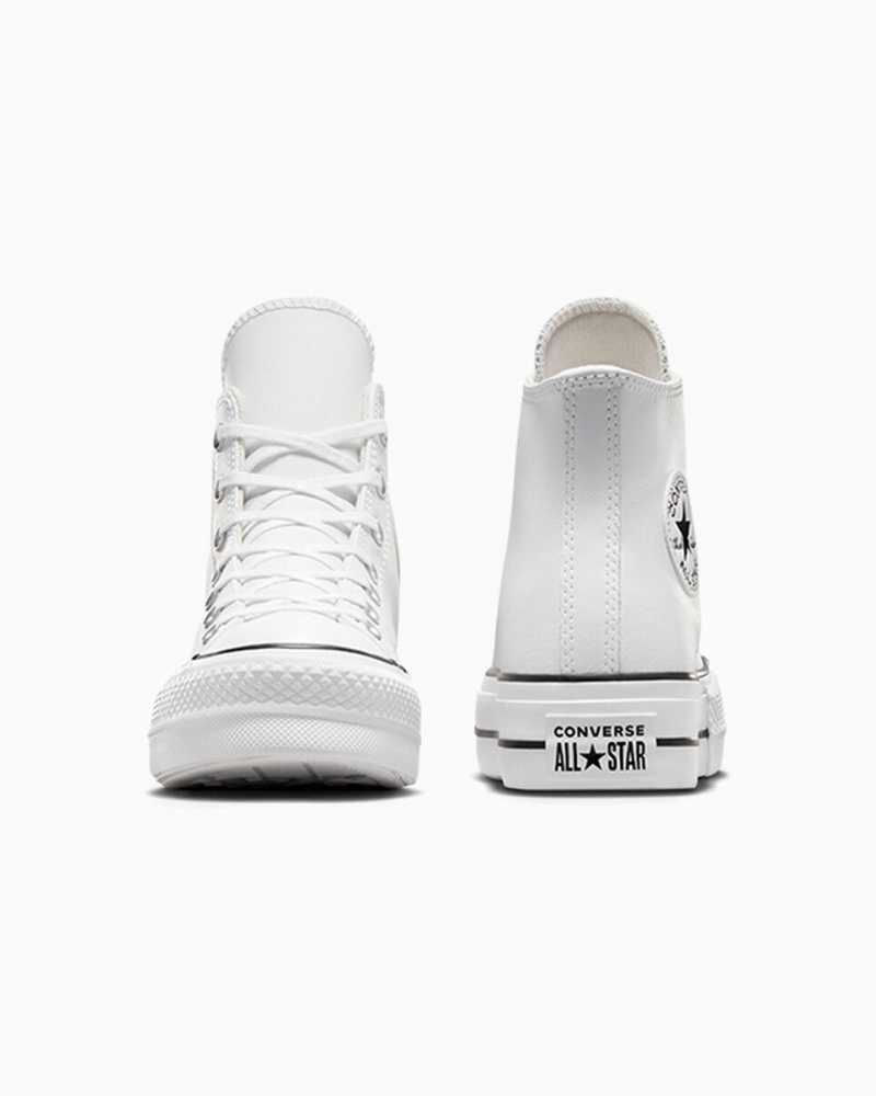 Converse Chuck Taylor All Star Lift Plateforme Cuir Blanche Noir Blanche | HC4815769