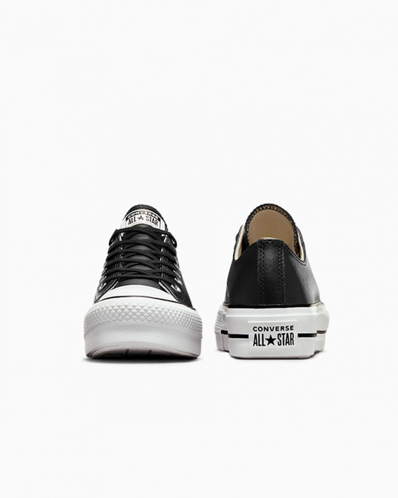 Converse Chuck Taylor All Star Lift Plateforme Cuir Noir Noir Blanche | YI3742901