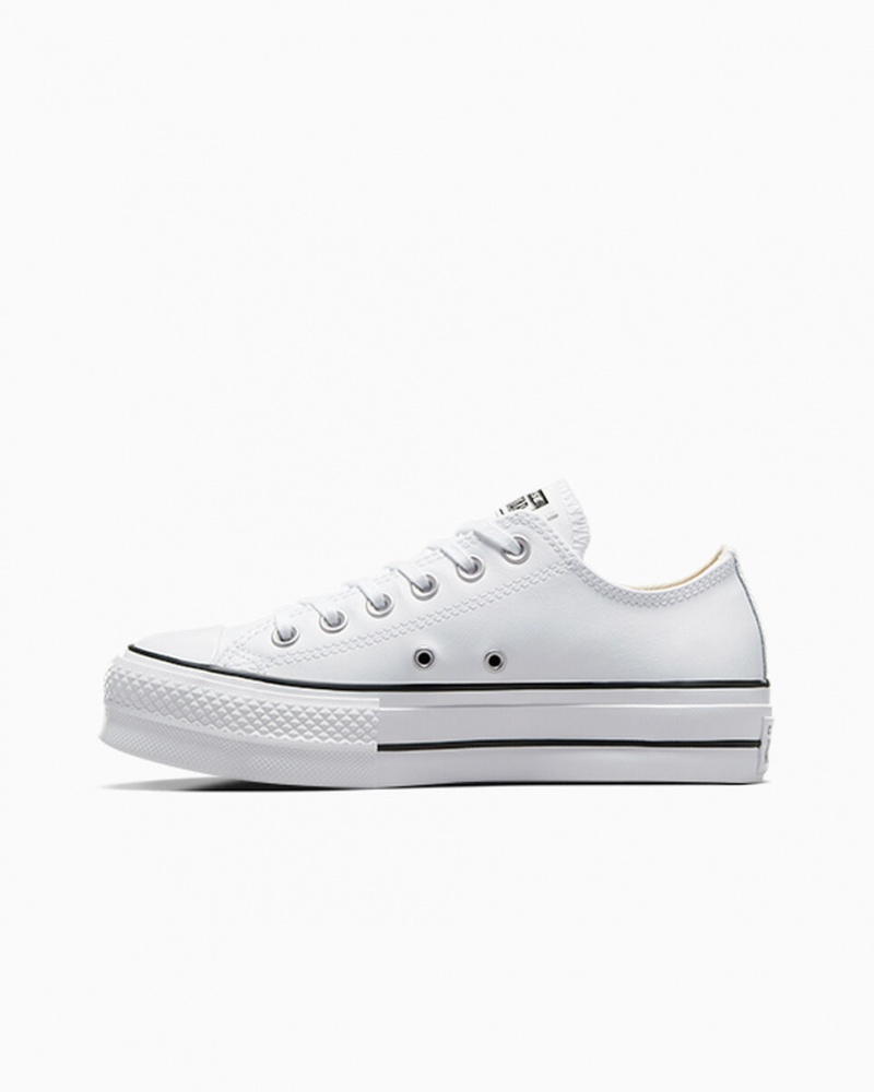 Converse Chuck Taylor All Star Lift Plateforme Cuir Blanche Noir Blanche | CV8261973