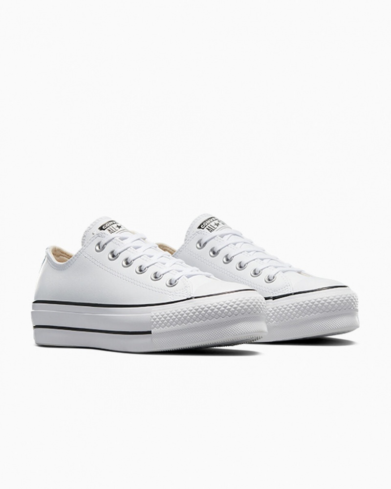 Converse Chuck Taylor All Star Lift Plateforme Cuir Blanche Noir Blanche | CV8261973