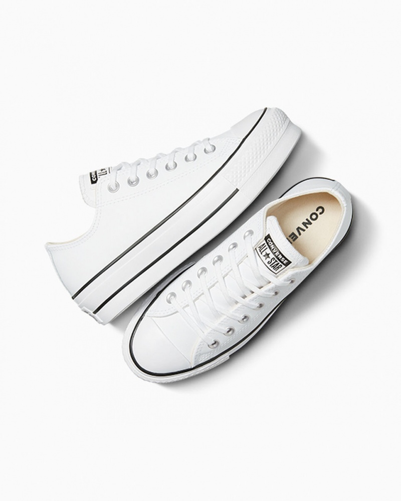 Converse Chuck Taylor All Star Lift Plateforme Cuir Blanche Noir Blanche | CV8261973