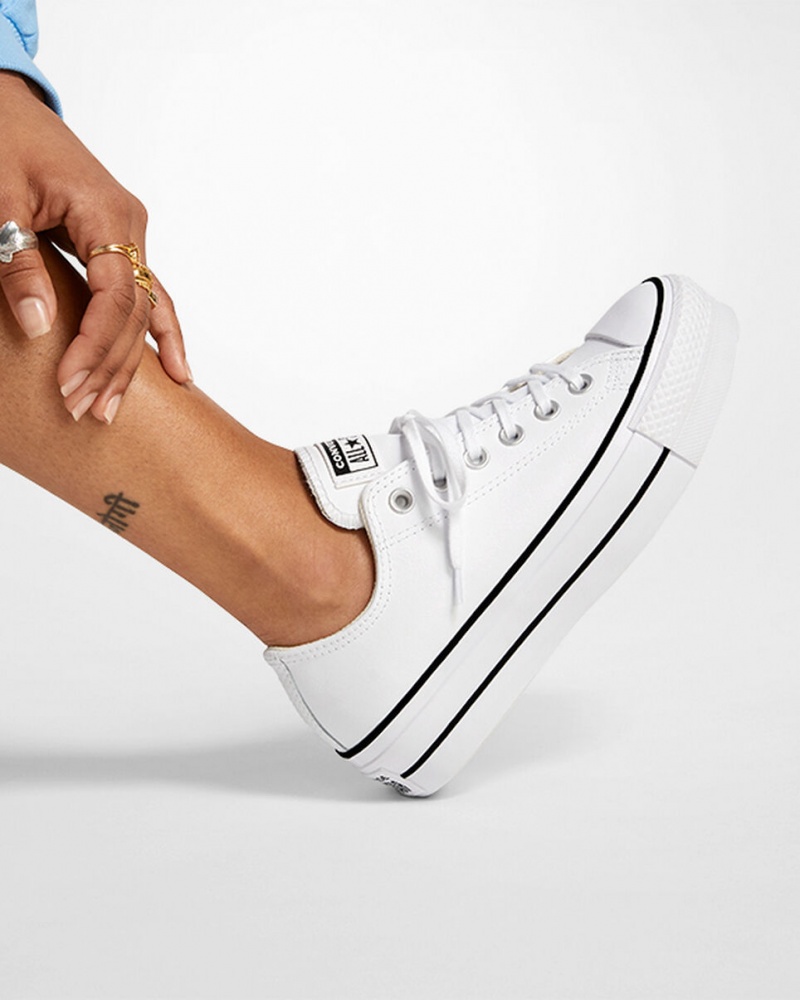 Converse Chuck Taylor All Star Lift Plateforme Cuir Blanche Noir Blanche | BV0539471