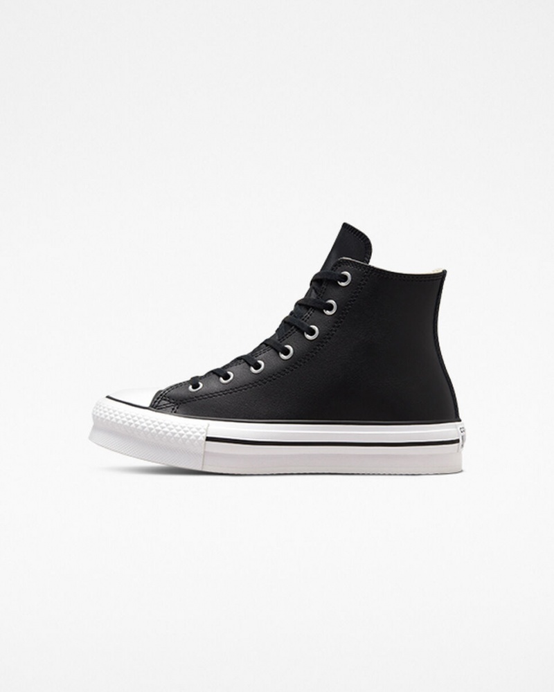 Converse Chuck Taylor All Star Lift Plateforme Cuir Noir Blanche | LB5078294