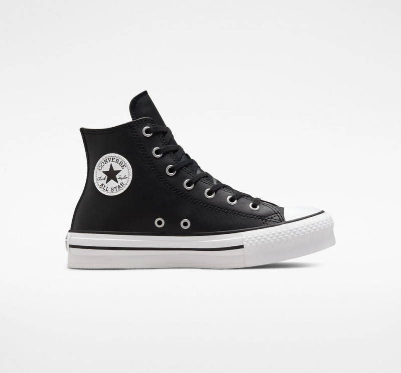 Converse Chuck Taylor All Star Lift Plateforme Cuir Noir Blanche | LB5078294