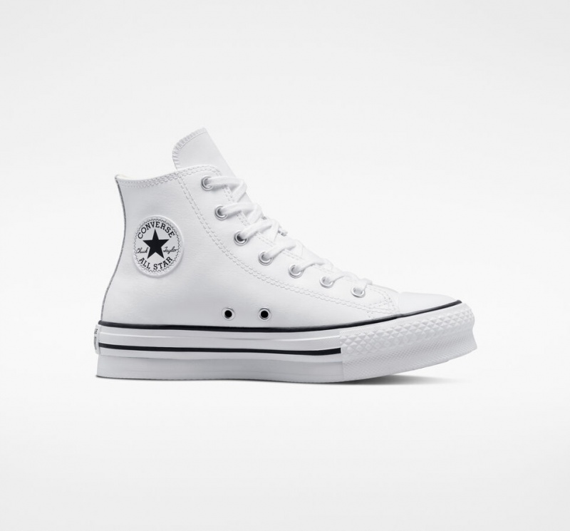 Converse Chuck Taylor All Star Lift Plateforme Cuir Blanche Noir | VH1438790