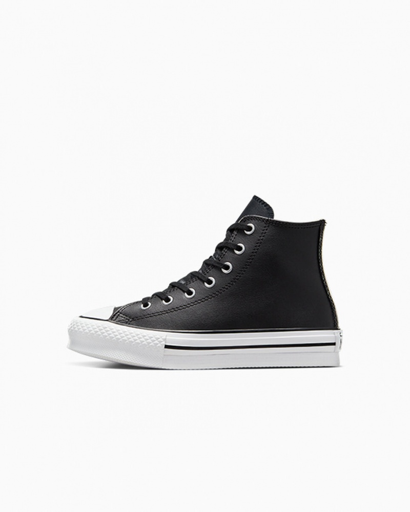 Converse Chuck Taylor All Star Lift Plateforme Cuir Noir Blanche | NV1940627