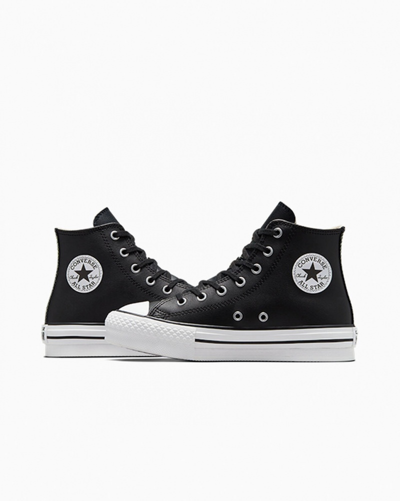 Converse Chuck Taylor All Star Lift Plateforme Cuir Noir Blanche | NV1940627