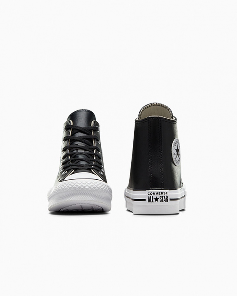 Converse Chuck Taylor All Star Lift Plateforme Cuir Noir Blanche | NV1940627