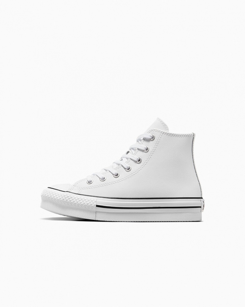 Converse Chuck Taylor All Star Lift Plateforme Cuir Blanche Noir | ZK3842509