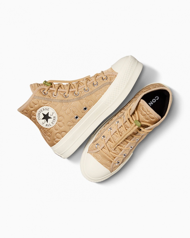 Converse Chuck Taylor All Star Lift Plateforme Matelassé Kaki | QZ8026754