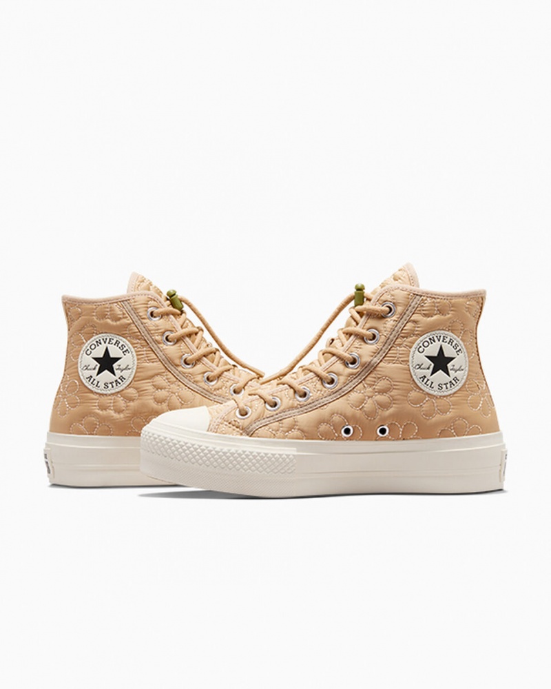 Converse Chuck Taylor All Star Lift Plateforme Matelassé Kaki | QZ8026754