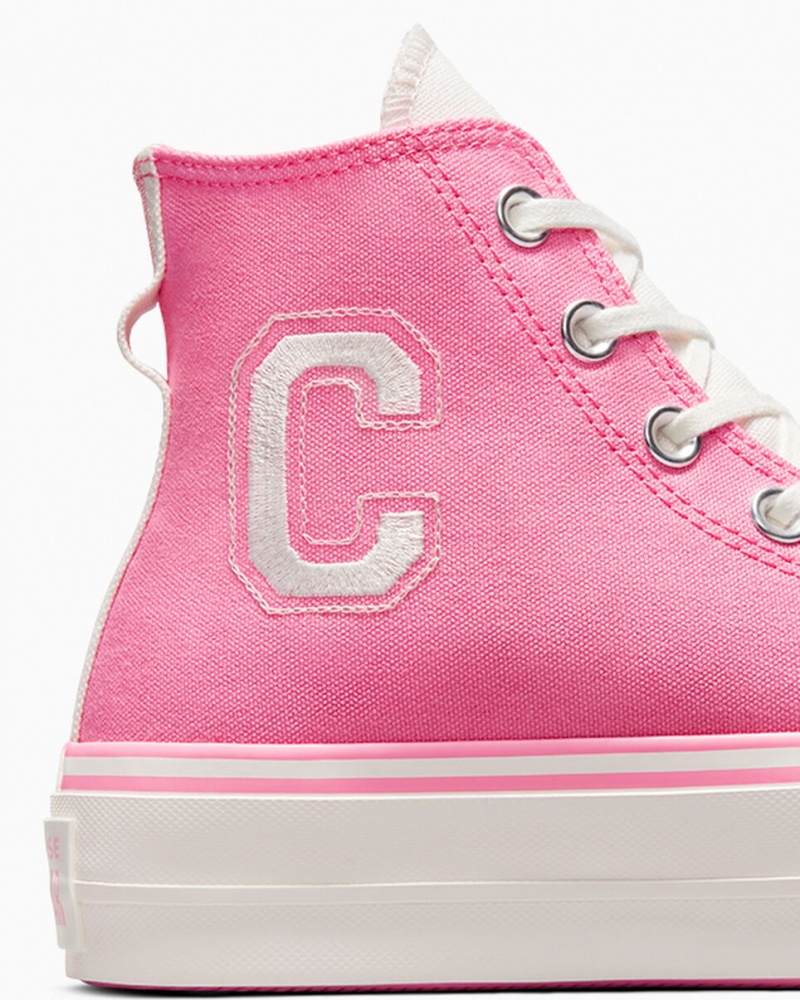 Converse Chuck Taylor All Star Lift Plateforme Retro Varsity Rose Rose | JX0132946