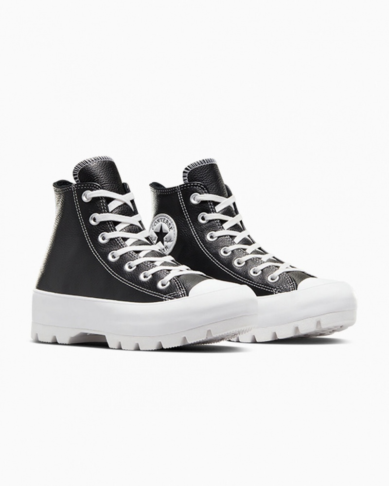 Converse Chuck Taylor All Star Lugged Cuir Noir Blanche Blanche | YQ0159762