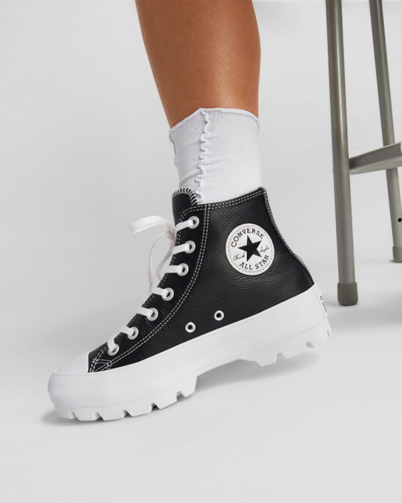 Converse Chuck Taylor All Star Lugged Cuir Noir Blanche Blanche | YQ0159762