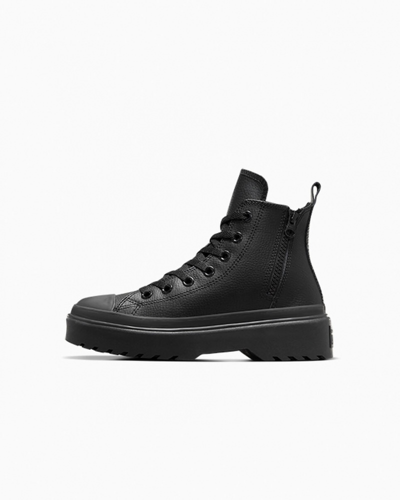 Converse Chuck Taylor All Star Lugged Lift Plateforme Cuir Noir Noir Noir | BK1257490