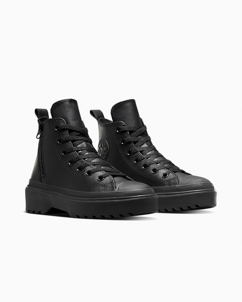 Converse Chuck Taylor All Star Lugged Lift Plateforme Cuir Noir Noir Noir | BK1257490