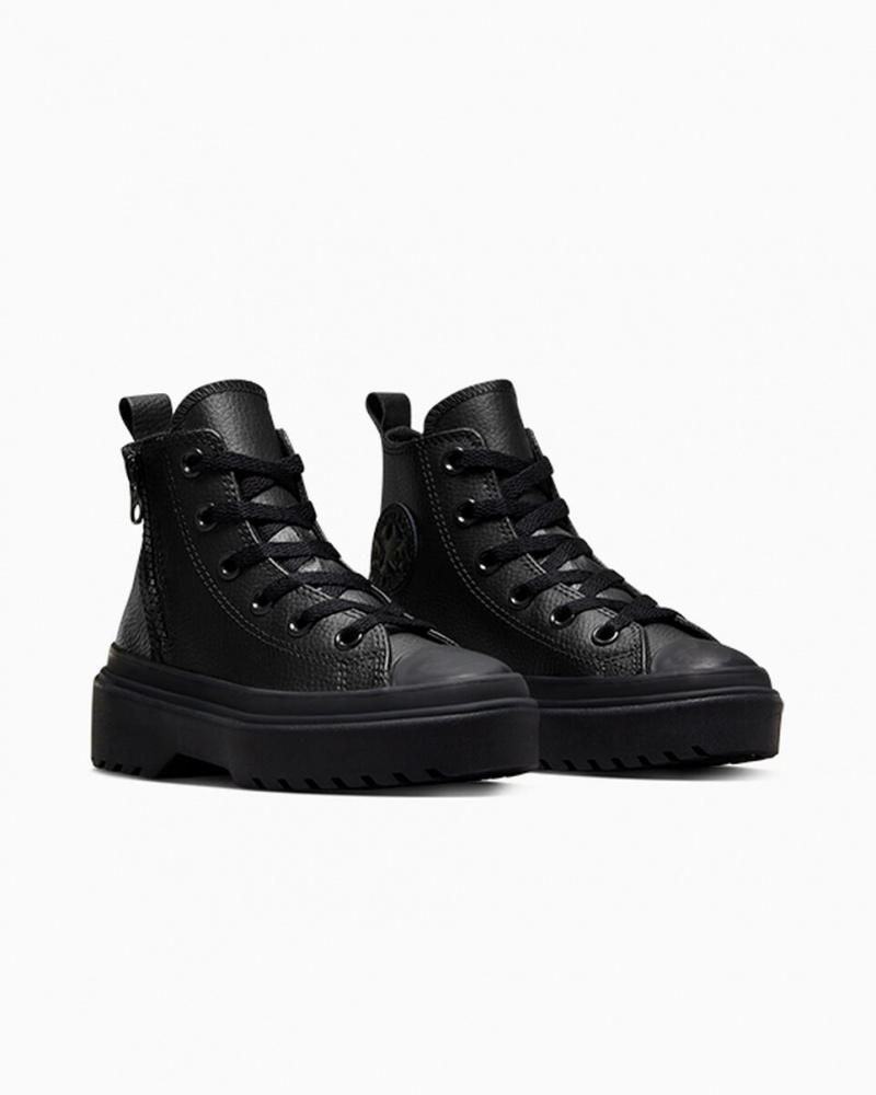 Converse Chuck Taylor All Star Lugged Lift Plateforme Cuir Noir Noir Noir | IO0329748