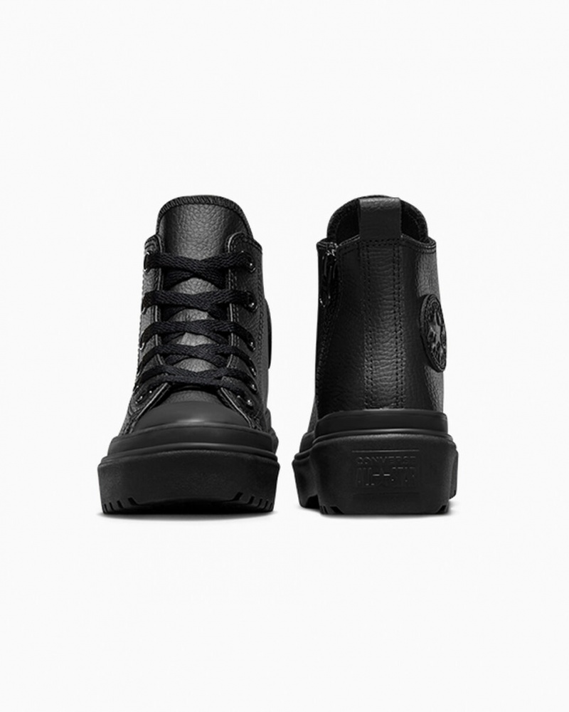 Converse Chuck Taylor All Star Lugged Lift Plateforme Cuir Noir Noir Noir | IO0329748