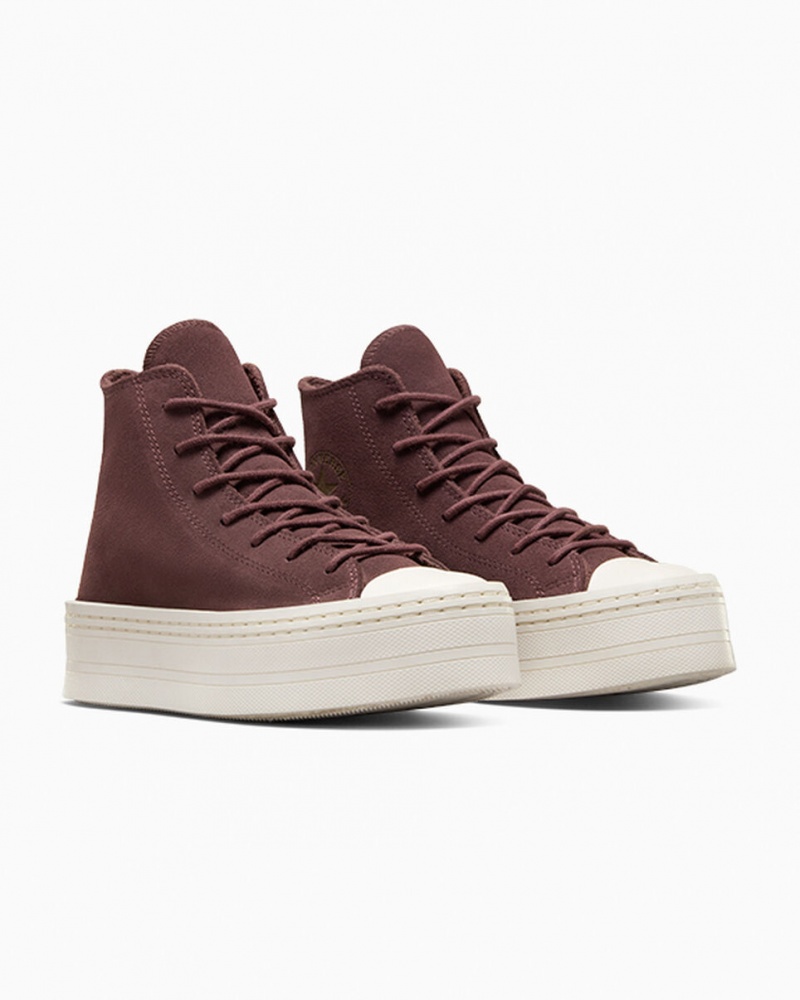 Converse Chuck Taylor All Star Modern Lift Plateforme Daim Marron | KU2470985