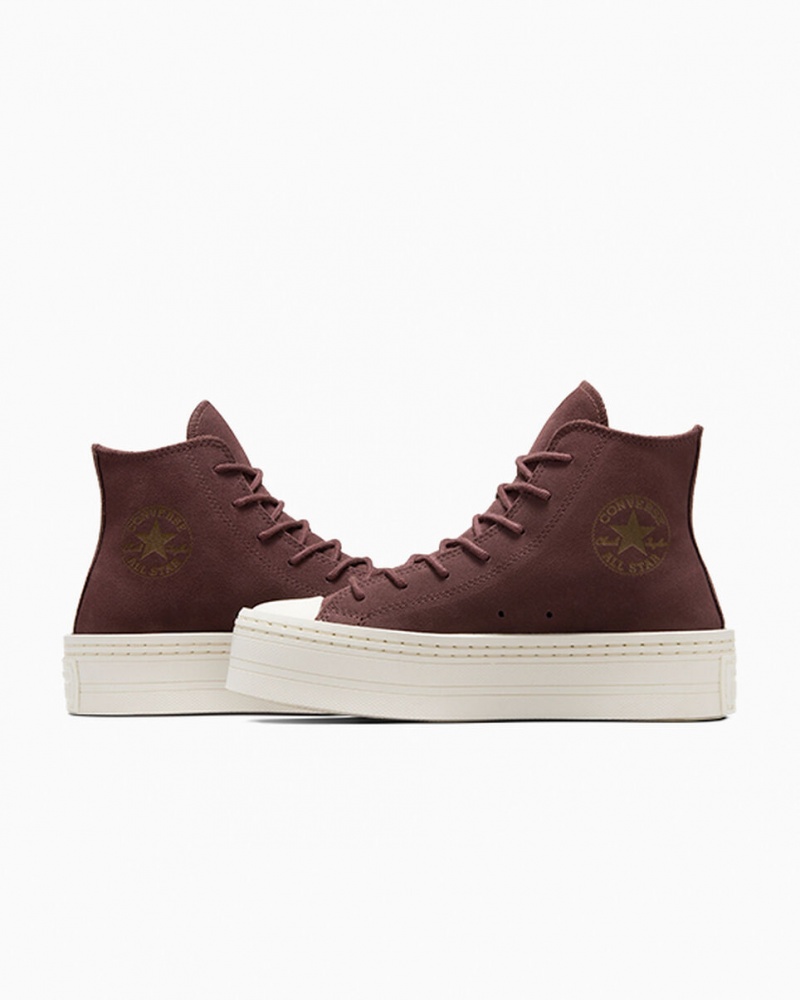 Converse Chuck Taylor All Star Modern Lift Plateforme Daim Marron | KU2470985