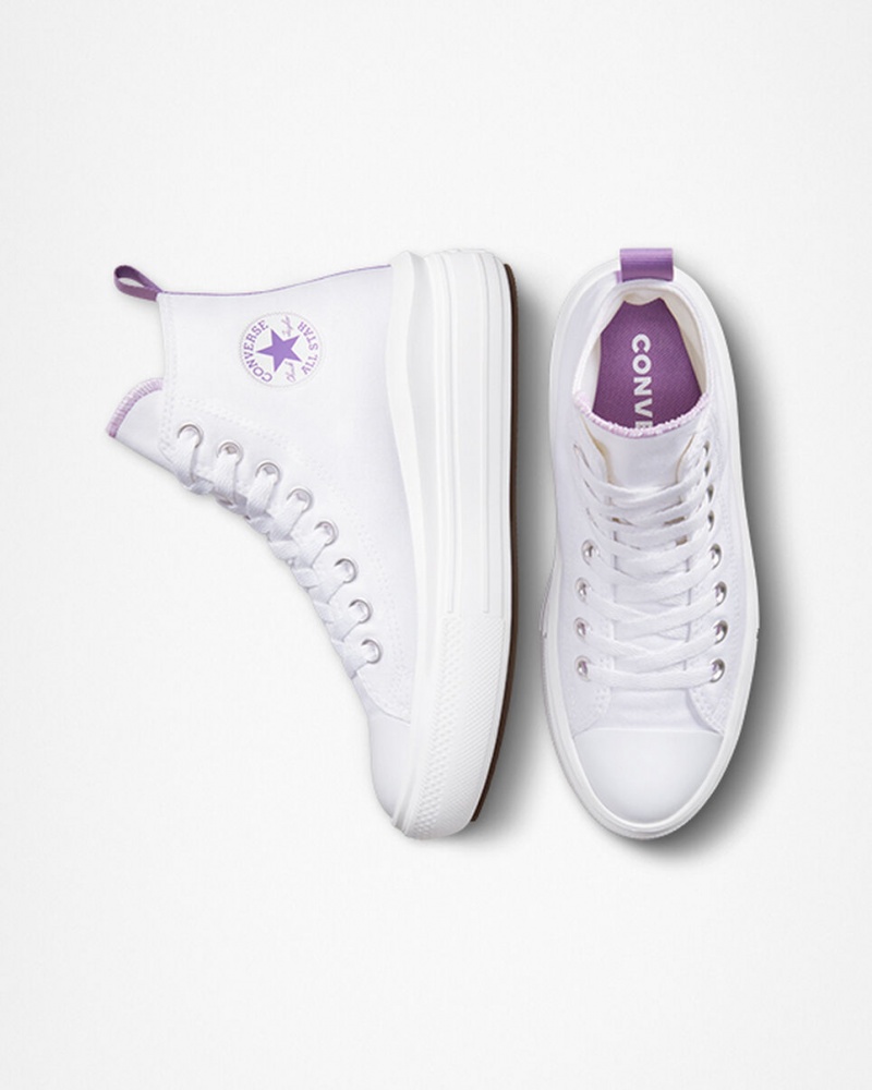 Converse Chuck Taylor All Star Move Plateforme Blanche Violette Blanche | KJ5670149