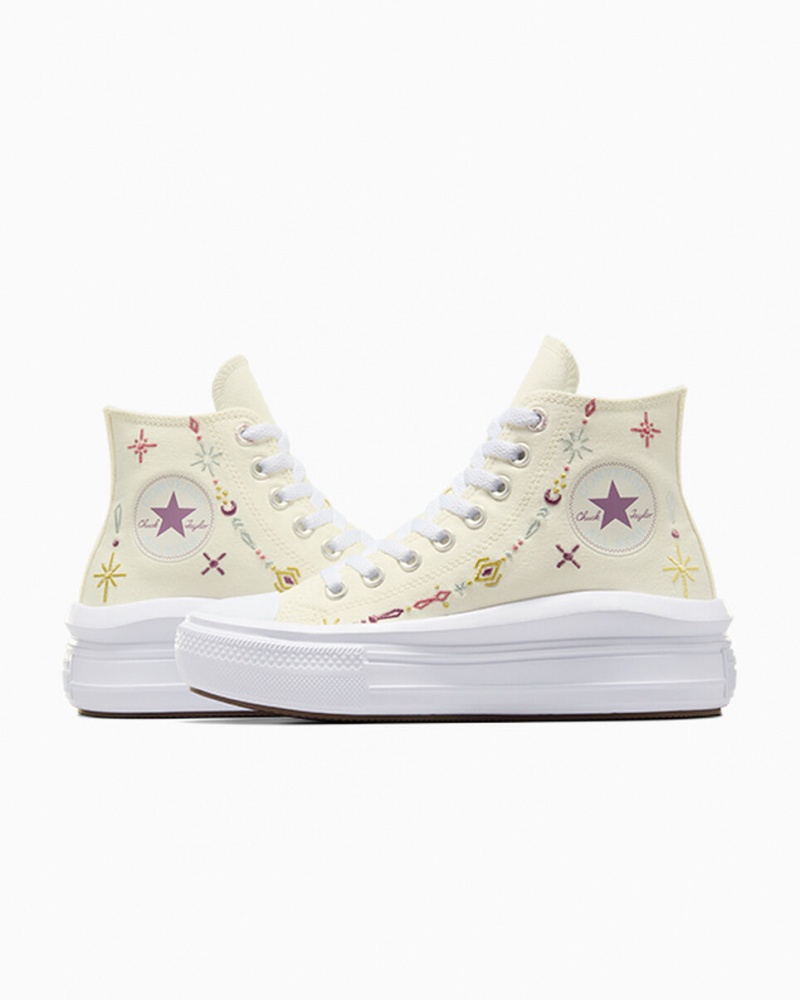 Converse Chuck Taylor All Star Move Plateforme Alchemy Embroidery Blanche | UO0547291