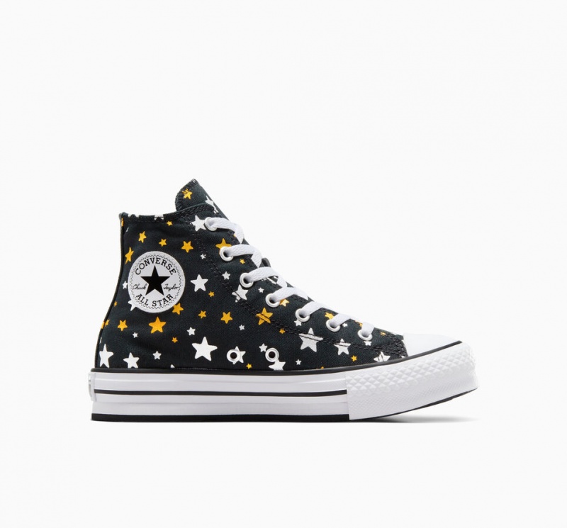 Converse Chuck Taylor All Star Plateforme Lift Sparkle Noir Argent Doré | WS1049872