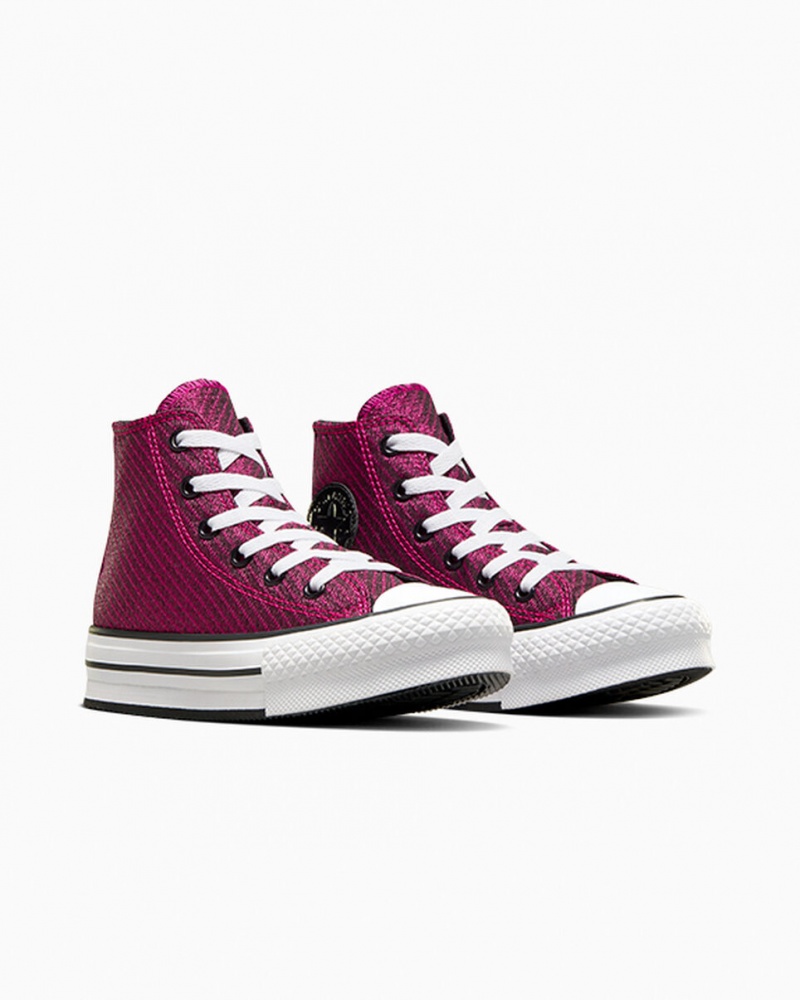 Converse Chuck Taylor All Star Plateforme Lift Sparkle Rose Blanche Noir | SB7183462