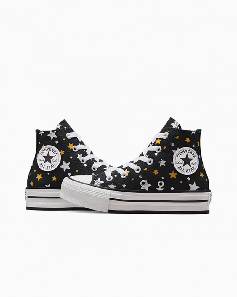 Converse Chuck Taylor All Star Plateforme Lift Sparkle Noir Argent Doré | NH7893156