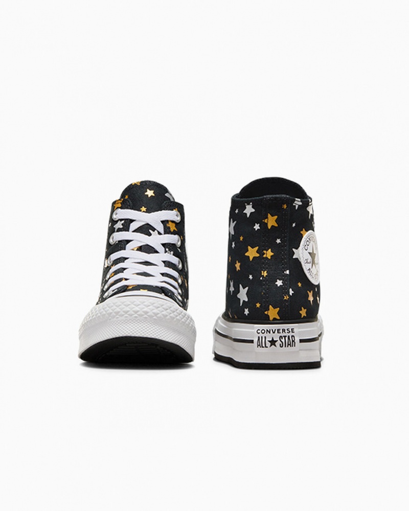 Converse Chuck Taylor All Star Plateforme Lift Sparkle Noir Argent Doré | NH7893156