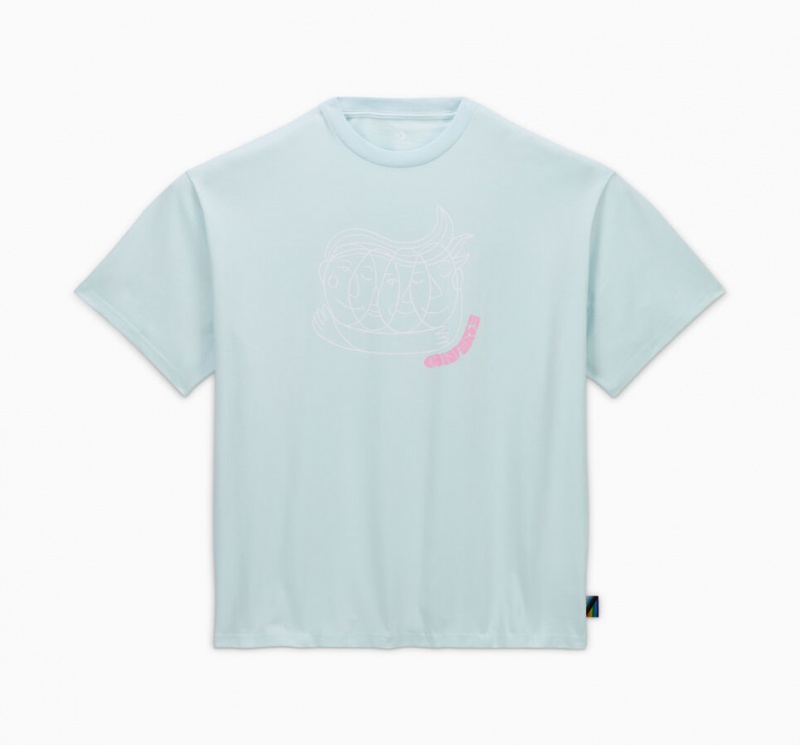 Converse Converse Go-To All Star Pride Together T-Shirt Aqua Mist | KU6791042