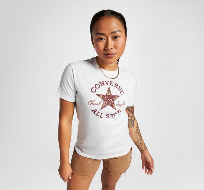 Converse Floral Patch T-Shirt Blanche | HG3915047