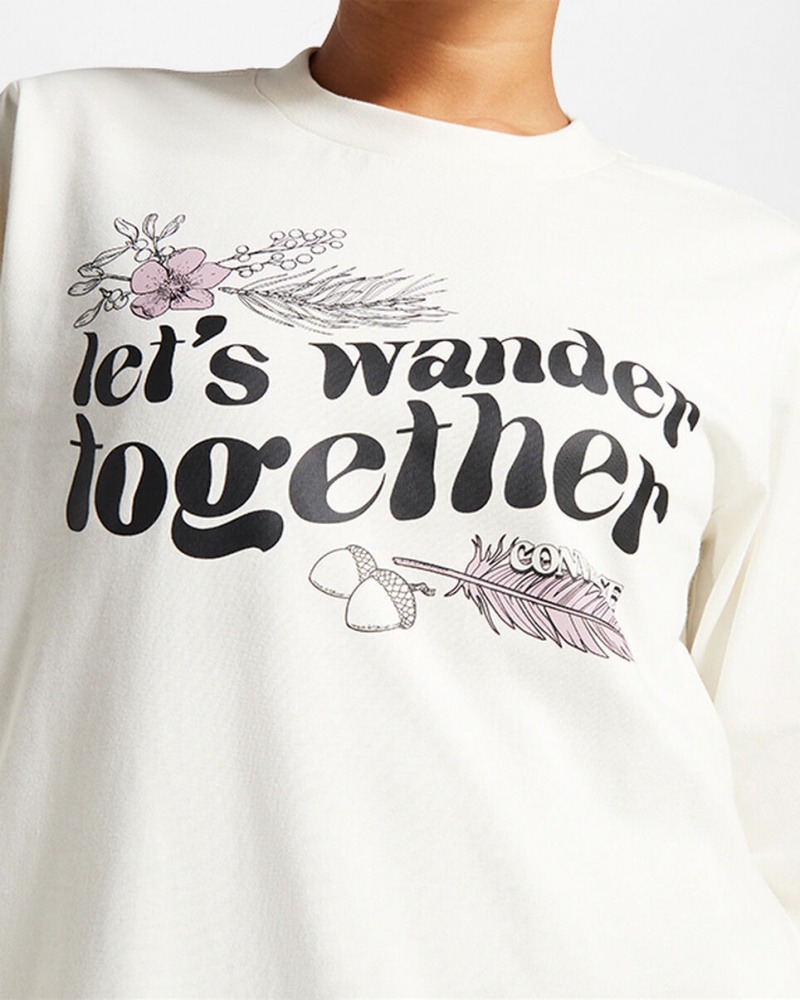 Converse Let's Wander Together Long Sleeve T-Shirt Egret | TB1896302