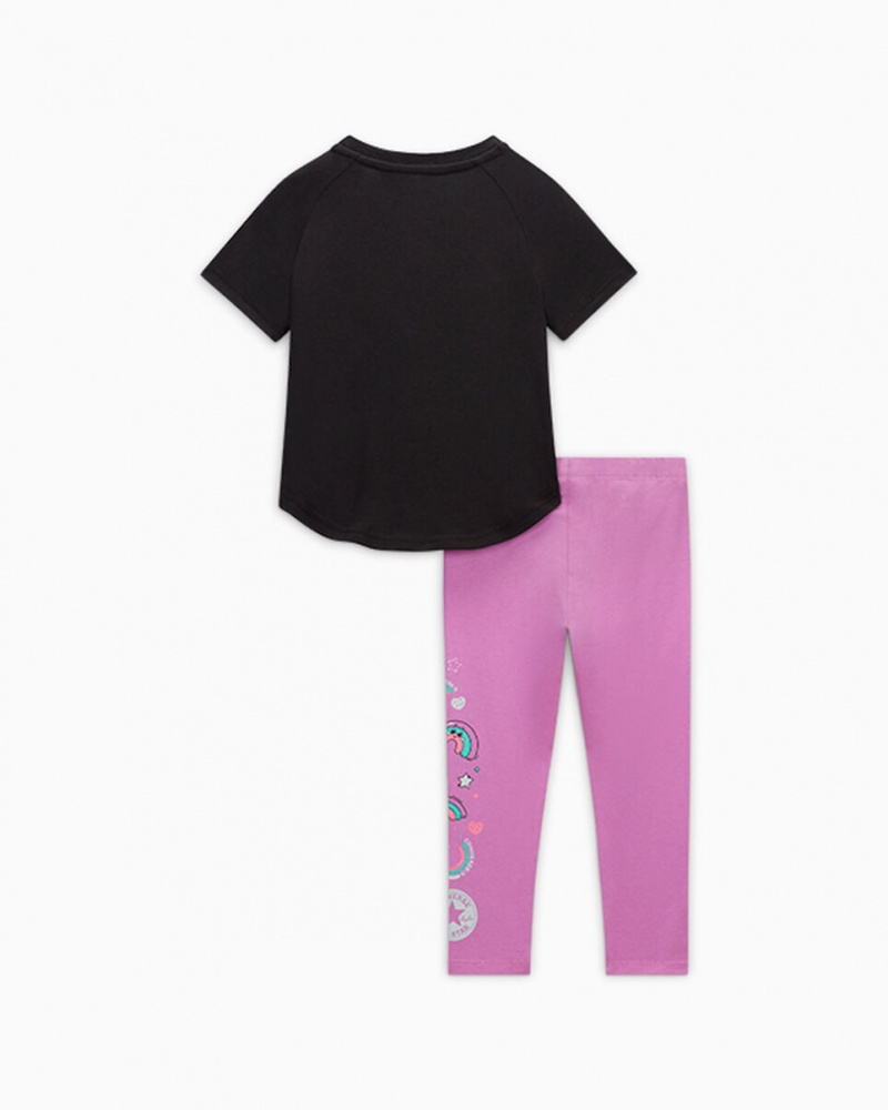 Converse Rainbow Floral T-Shirt & Leggings Set Grape Fizz | PQ2710354