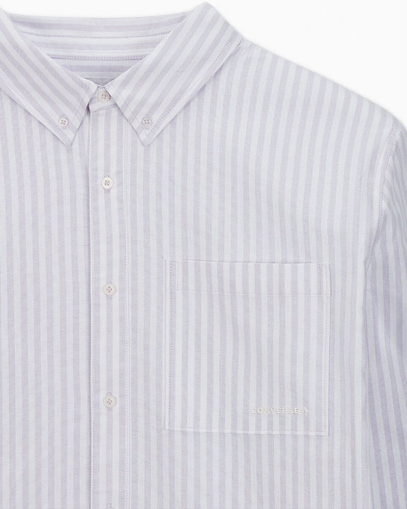 Converse Rayé Oxford Button-Up Shirt Vapor Violet Stripe | DG5921408