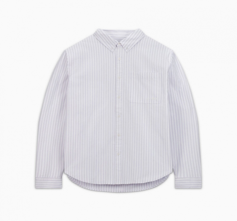 Converse Rayé Oxford Button-Up Shirt Vapor Violet Stripe | DG5921408