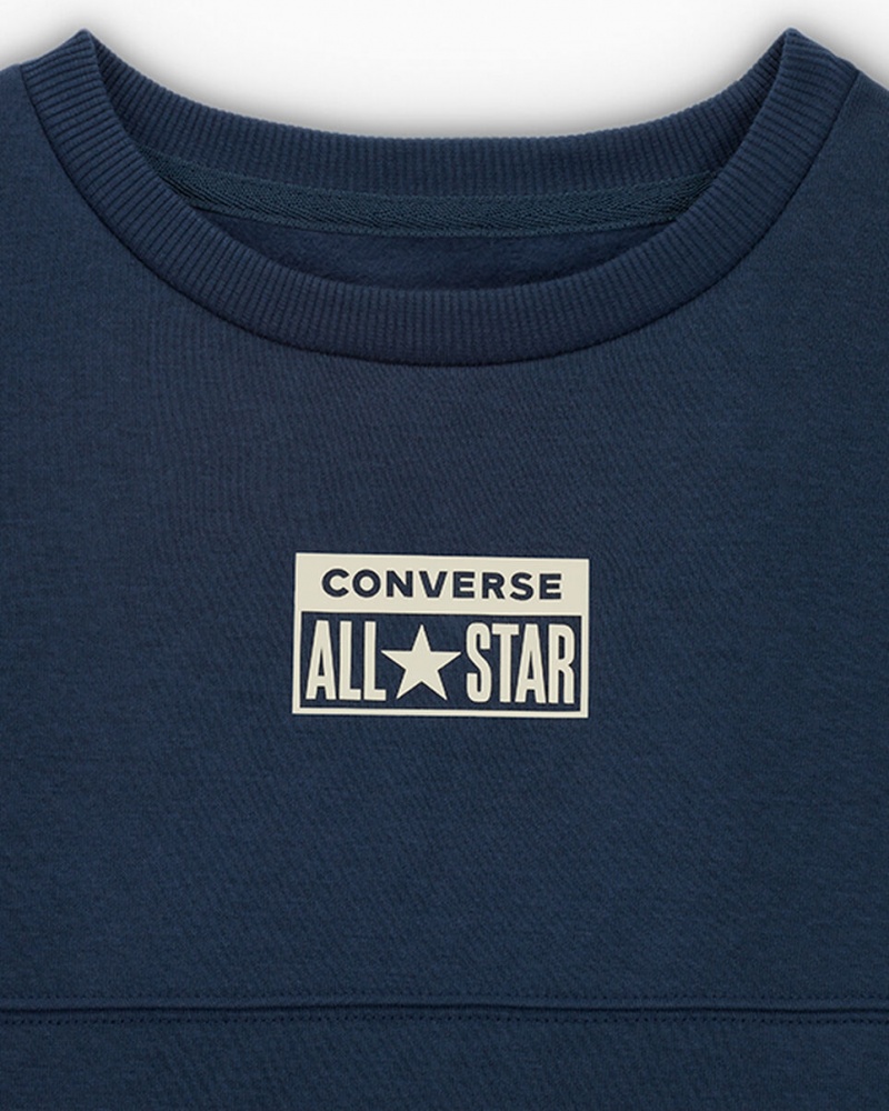 Converse Relaxed Fleece Crew Bleu Marine | HB2710956