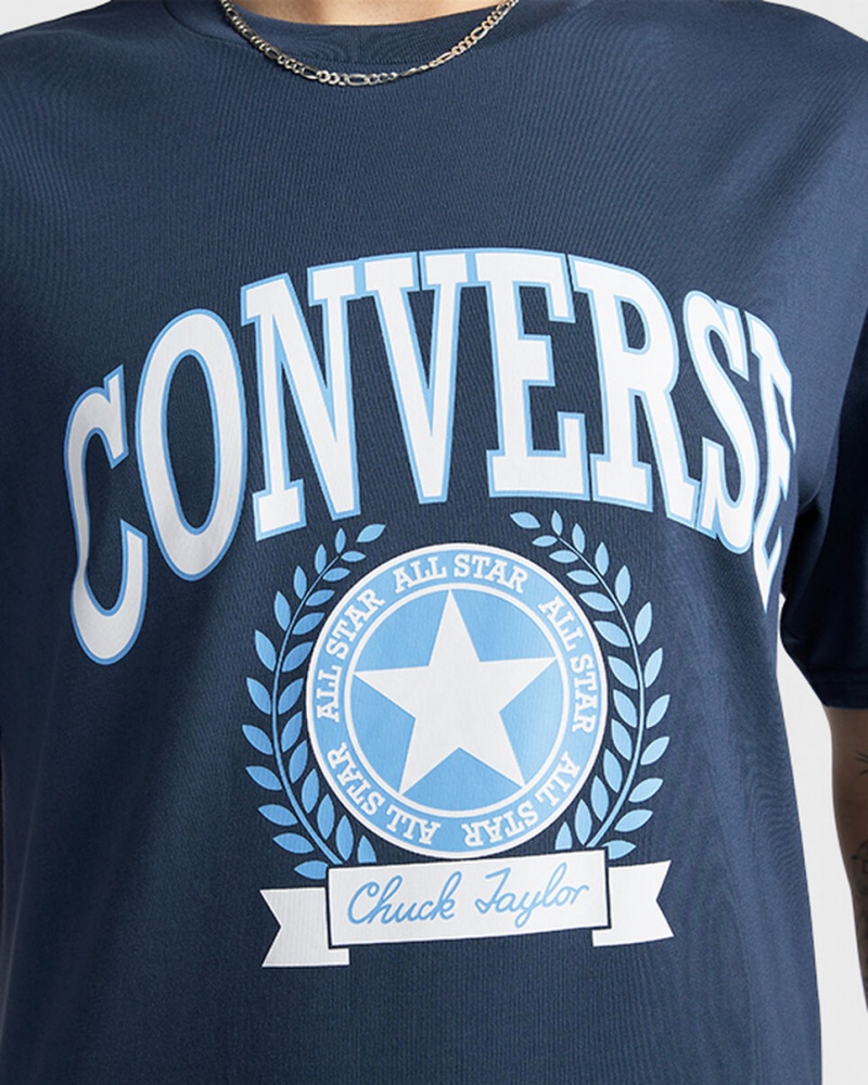 Converse Retro Collegiate Graphique T-Shirt Bleu Marine | TO4325901