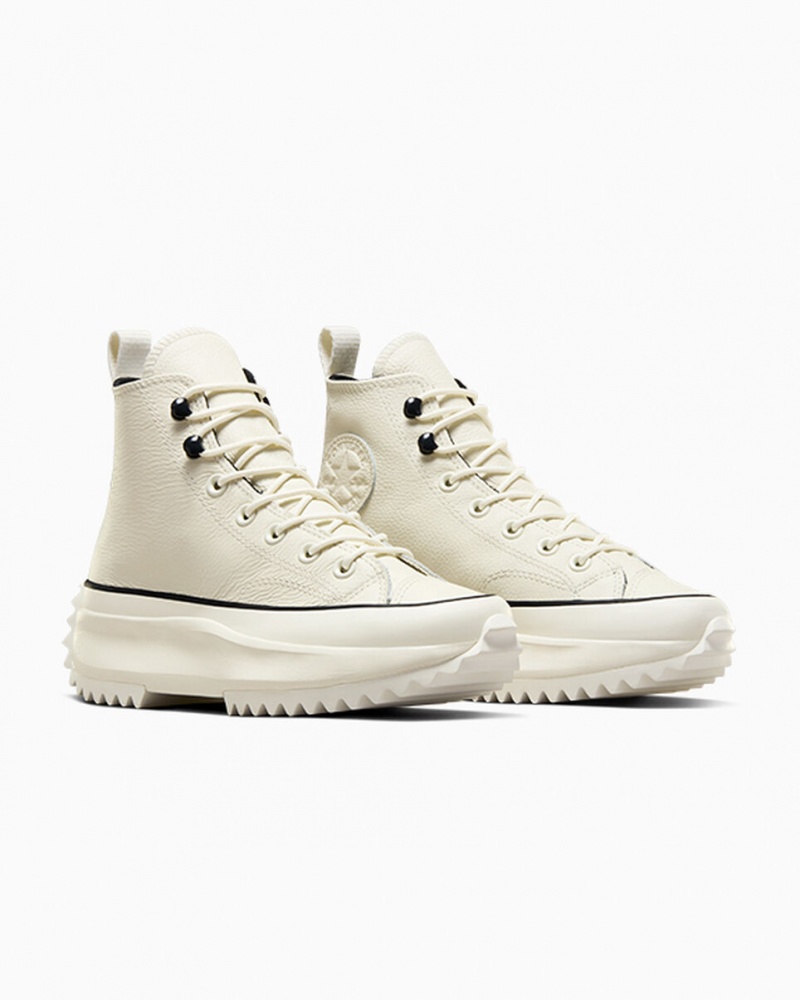 Converse Run Star Hike Plateforme Cuir Noir Blanche | MO7916248