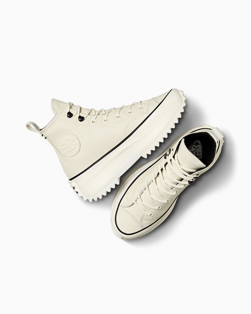 Converse Run Star Hike Plateforme Cuir Noir Blanche | MO7916248