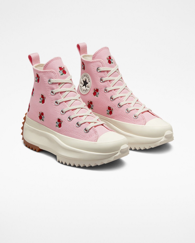 Converse Run Star Hike Plateforme Embroidered Floral Rose Rouge | ZH0982371