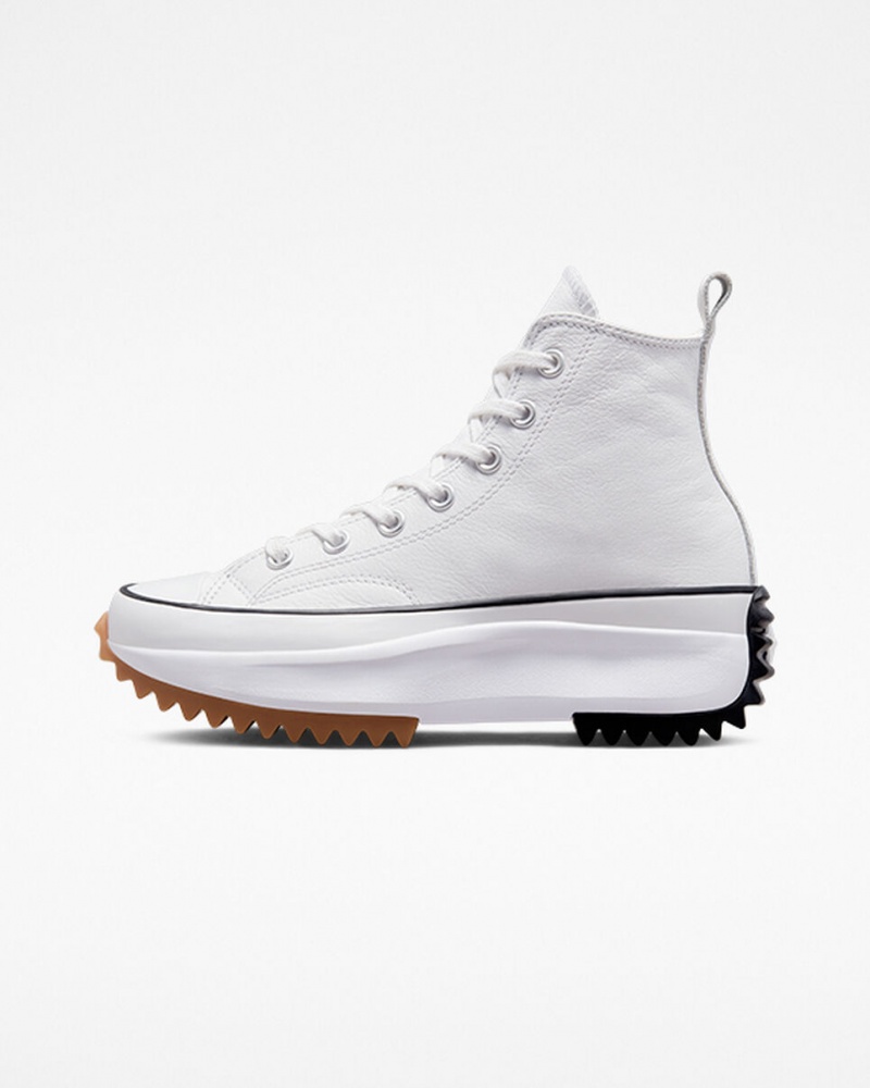 Converse Run Star Hike Plateforme Foundational Cuir Blanche Noir | VC3946015