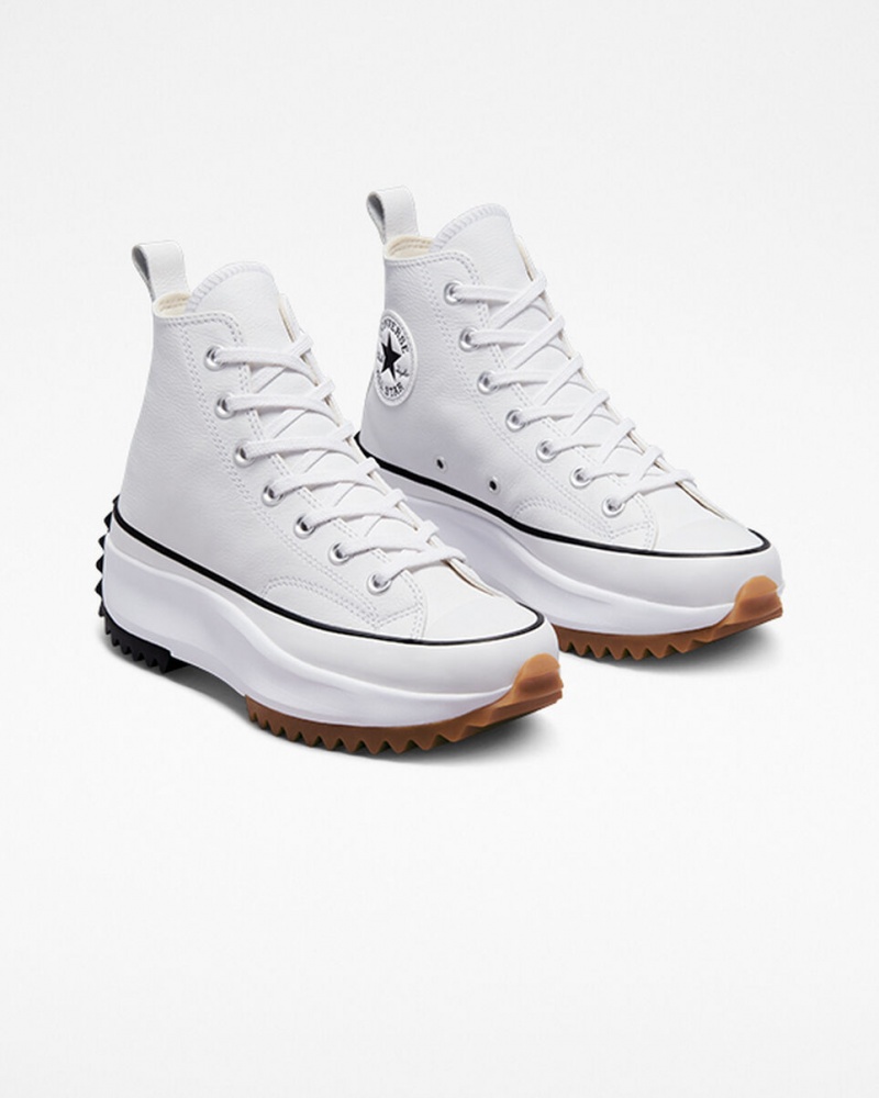 Converse Run Star Hike Plateforme Foundational Cuir Blanche Noir | VC3946015