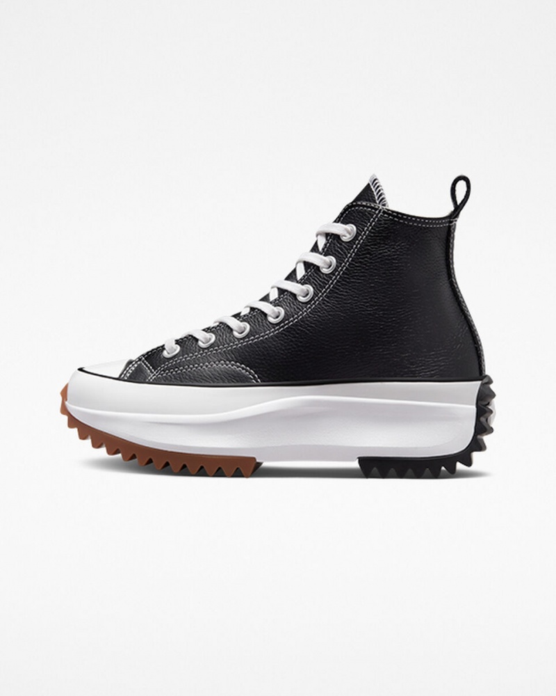 Converse Run Star Hike Plateforme Foundational Cuir Noir Blanche | XU1256748