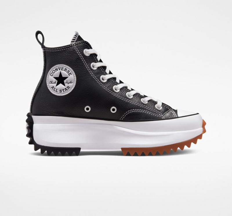 Converse Run Star Hike Plateforme Foundational Cuir Noir Blanche | XU1256748