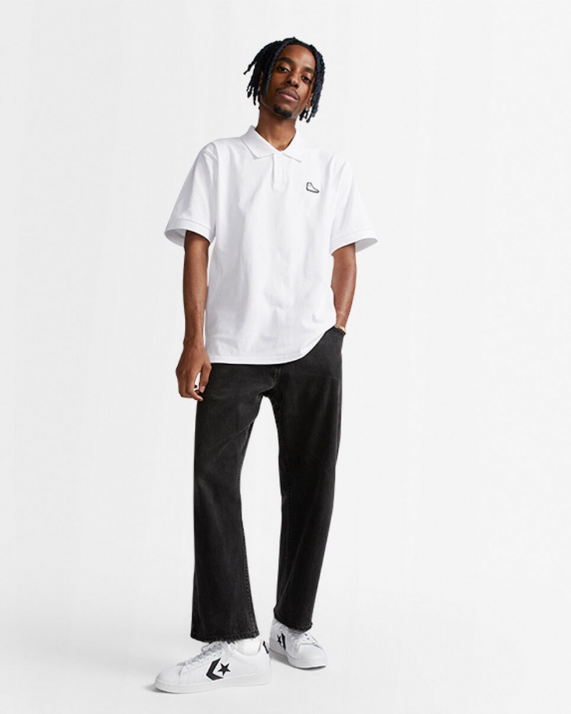 Converse Shoe Patch Polo Shirt Blanche | WJ5234918