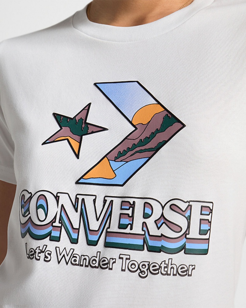 Converse Star Chevron Mountain Graphique T-Shirt Blanche | BX3265870